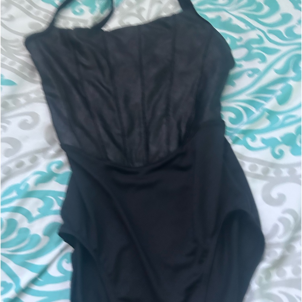Black Leotard with Leather